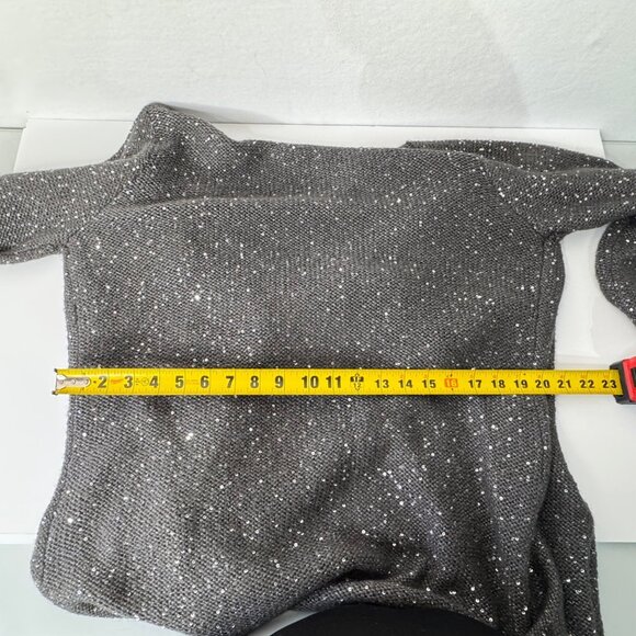 Laura Ashley Sequined Open-Front Knit Cardigan Sweater L Grey - Picture 7 of 12